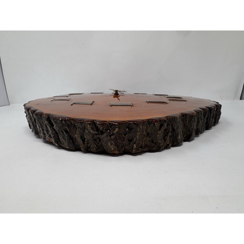Vintage Live Edge Wood Slice Wall Clock Roman Numerals 15x16 Tested - Picture 6 of 9